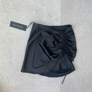 White Fox Black Mini Skirt scrunched slit